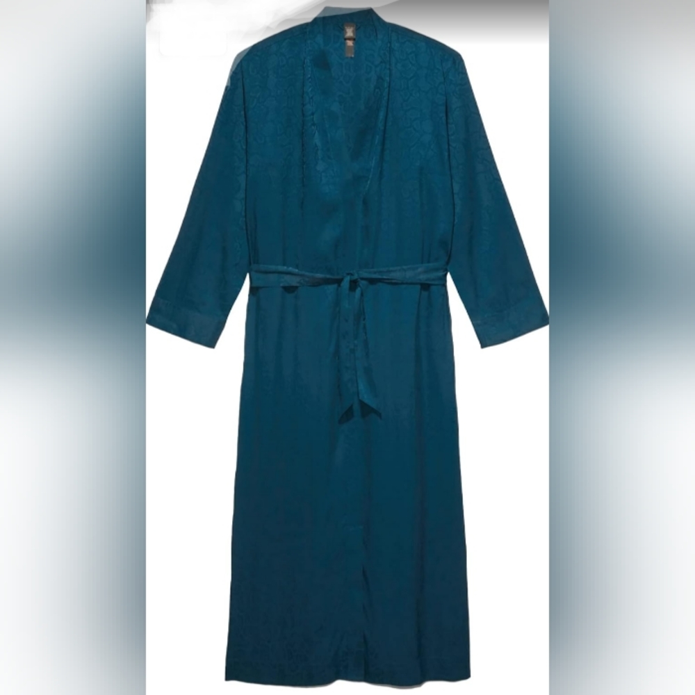 NWT Savage X Fenty Medium LG Satin Jacquard Hunter Green Long Belted Robe Unisex
